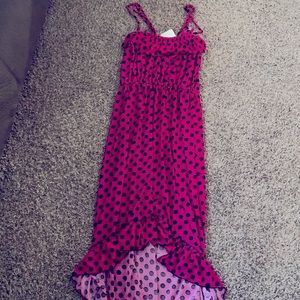 Pink and black polkadot dress tank top strap size large